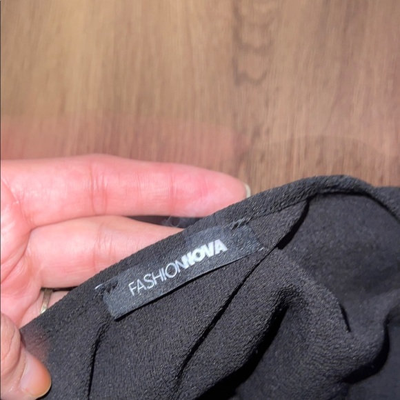 COPY - Fashion Nova Blue Crop Tie Front Blouse - Picture 2 of 3